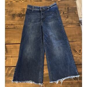 OAT New York Women's High Rise Wide Leg Crop Denim Jeans Distressed Size 10/30